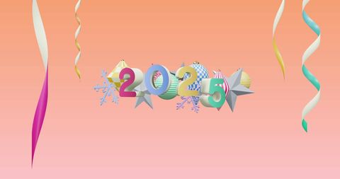 Happy 2025 new year celebration background with decorations
