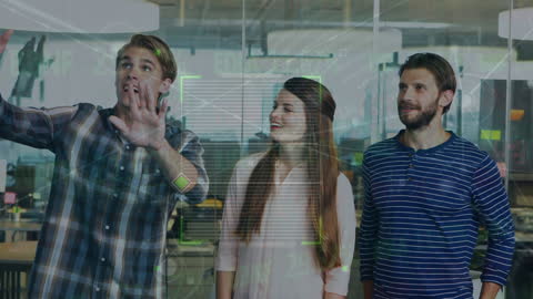 Business Team Viewing Innovative Digital Diagram