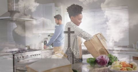Couple Prepared Healthy Meal in Modern Kitchen