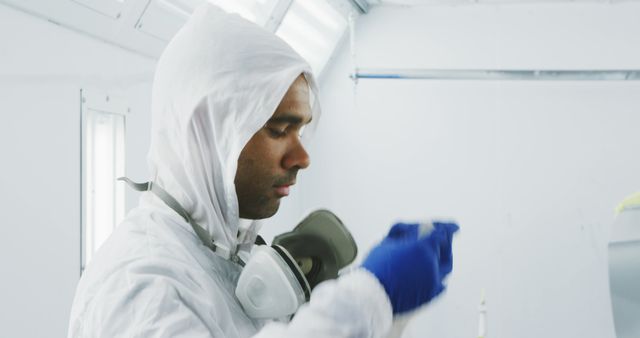 Scientist Wearing Protective Suit and Gloves Unfocusing in Laboratory - Download Free Stock Images Pikwizard.com