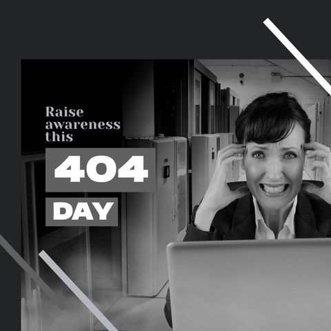 stressed businesswoman on 404 day raising internet awareness - Download Free Stock Templates Pikwizard.com