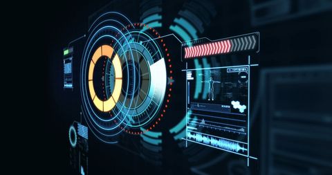 futuristic interface with circular holographic displays - Download Free Stock Images Pikwizard.com