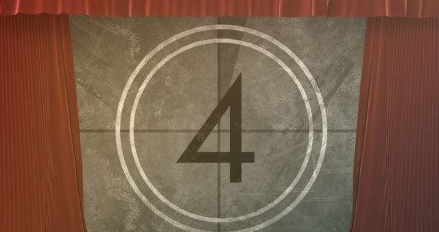 Vintage Film Style Countdown with Red Curtains - Download Free Stock Images Pikwizard.com