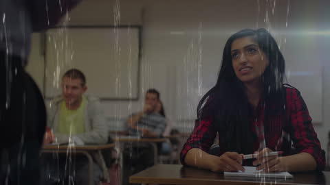 Students Engaged in Classroom Learning with Digital Overlay