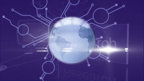 Digital Globe Networks with Data Processing Over Blue Background