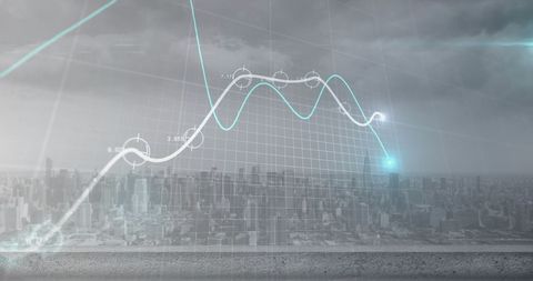 Glowing Data Graph Over Cityscape with Cloudy Sky - Download Free Stock Images Pikwizard.com