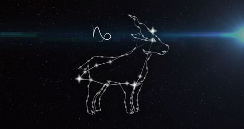 Silhouette of aries constellation with copy space