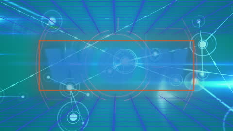 Futuristic HUD Network Connections with WOW Text and Neon Beams