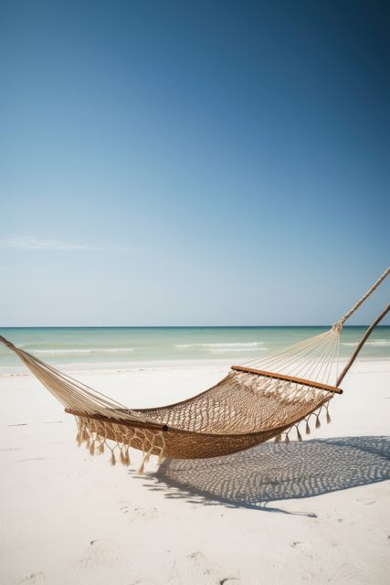 Wicker hammock on beach with blue sky, created using generative ai technology - Download Free Stock Photos Pikwizard.com