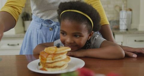 Mother and Daughter Bonding Over Pancake Breakfast at Home - Download Free Stock Images Pikwizard.com