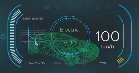 Futuristic Vehicle Dashboard Display with Digital Interface Design