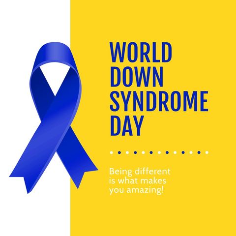 World Down Syndrome Day Blue Ribbon Awareness Design - Download Free Stock Templates Pikwizard.com
