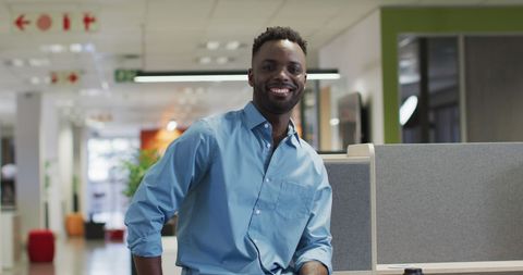 Smiling African American Professional in Modern Office Setting