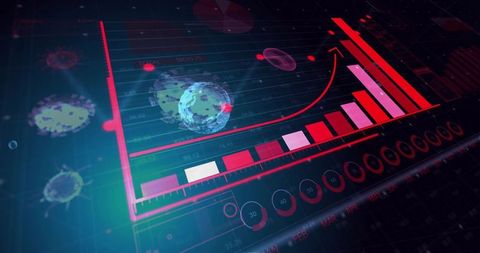 Futuristic Digital Dashboard with Analytics and Virus Models