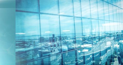 Futuristic Digital Brain Overlaying Urban Cityscape with Technology Interface