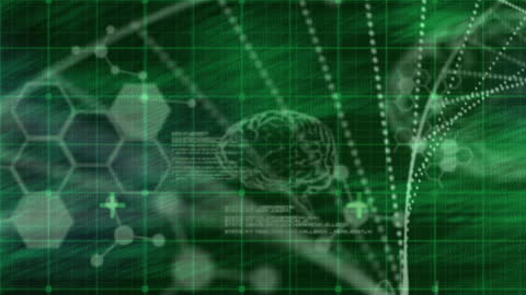 Futuristic Network and Biological Data Interfaces Collage