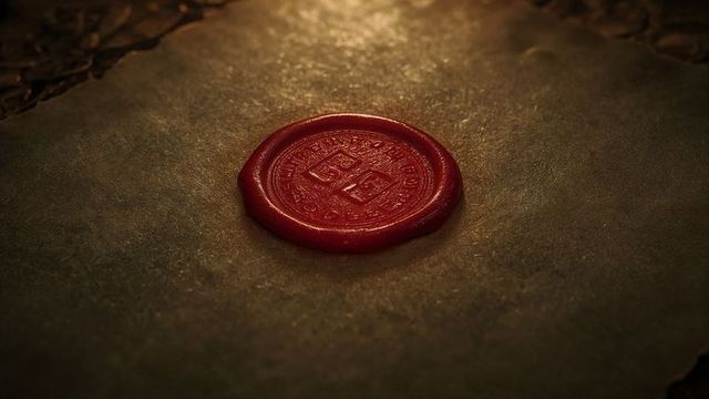 Antique red wax seal on aged parchment with warm vintage light