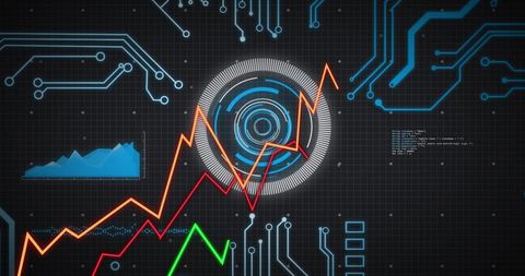Digital Data Processing with Geometric Circuit Visuals - Download Free Stock Images Pikwizard.com