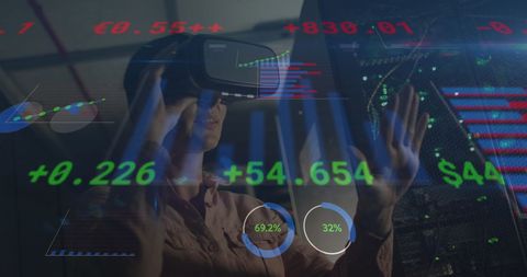 Female IT Engineer Using VR for Data Analysis