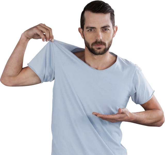 Transparent Background Male Model Showing Light Blue T-Shirt - Download Free Stock Videos Pikwizard.com