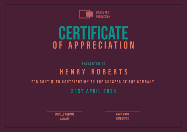 Bold Certificate of Appreciation Template for Employee Recognition - Download Free Stock Templates Pikwizard.com