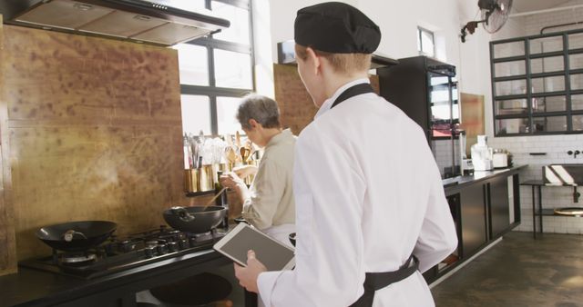 Professional Chef Working in Modern Industrial Kitchen - Download Free Stock Images Pikwizard.com