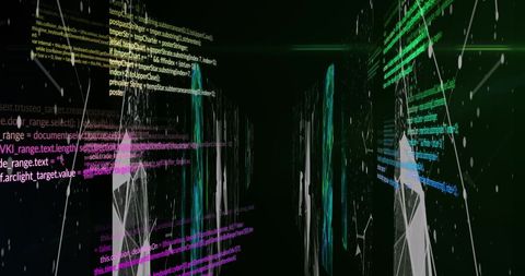 Colorful Text Data Streams on Dark Digital Interface Display - Download Free Stock Images Pikwizard.com