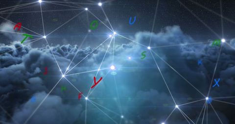 Global Network and Digital Alphabet Over Cloudscape - Download Free Stock Images Pikwizard.com