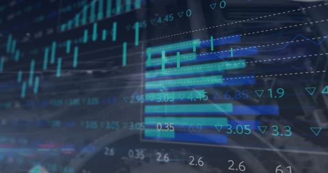 Abstract financial data display over urban background
