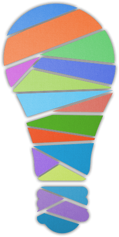 Colorful Geometric Lightbulb on Transparent Background