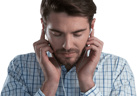 relaxed man with earbuds in transparent background - Download Free Stock Videos Pikwizard.com