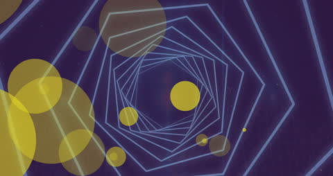 Abstract Digital Geometric Animation in Cyberblue and Yellow Tones