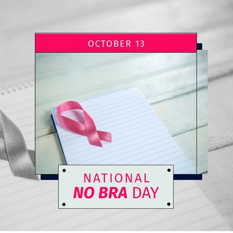 national no bra day with notebook and pink ribbon - Download Free Stock Templates Pikwizard.com