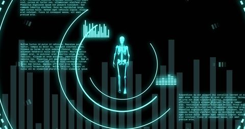 Futuristic Data Processing with Skeleton and Scanning Elements - Download Free Stock Images Pikwizard.com