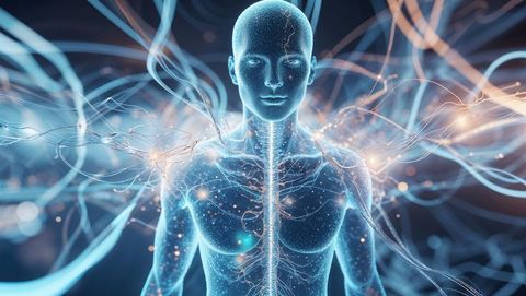 glowing humanoid torso with neural filaments in cybernetic space - Download Free Stock Images Pikwizard.com
