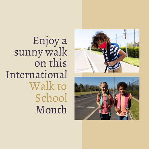 celebrating international walk to school month in vibrant sunshine - Download Free Stock Templates Pikwizard.com