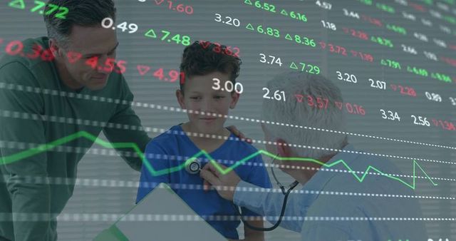 Doctor Checking Child's Health with Technology Overlay