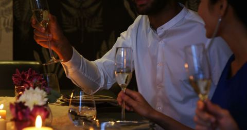 Romantic Candlelight Dinner Toasting Moment for Two