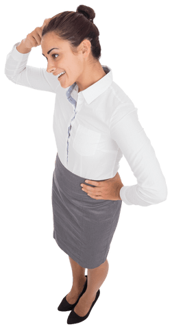 Happy Businesswoman Thinking with Transparent Background