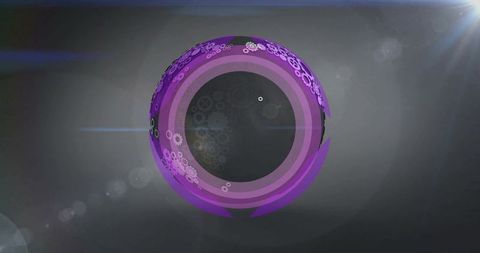 Futuristic sphere hovering in digital space with purple design