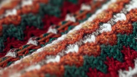 Macro View of Woolen Textile Pattern in Earthy Tones