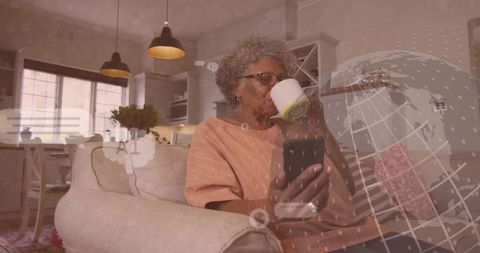 Elderly Woman Engaging with AI on Modern Technology