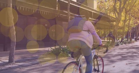 Woman Pedaling Bicycle on Sunny Urban Street - Download Free Stock Images Pikwizard.com
