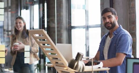 Engaged Colleagues Sharing Ideas in Modern Office Workspace