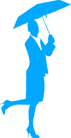 Businesswoman Holding Umbrella in Transparent Silhouette