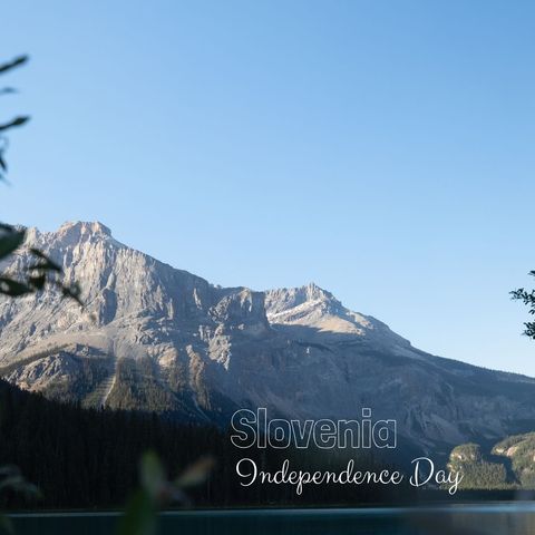 Scenic Mountain Lake in Slovenia Celebrating Independence Day