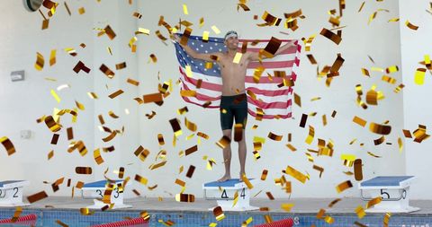 Confetti Celebration for Athletic Achievement with USA Flag