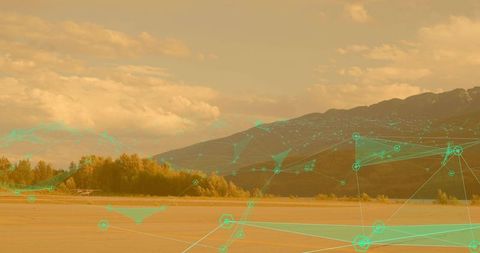 Futuristic Aviation Network Over Mountain Valley Runway