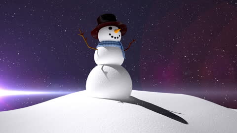 Animation of Smiling Snowman with Snow in Winter Wonderland