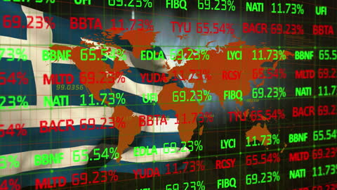 Global Financial Market Data Over Digital World Map